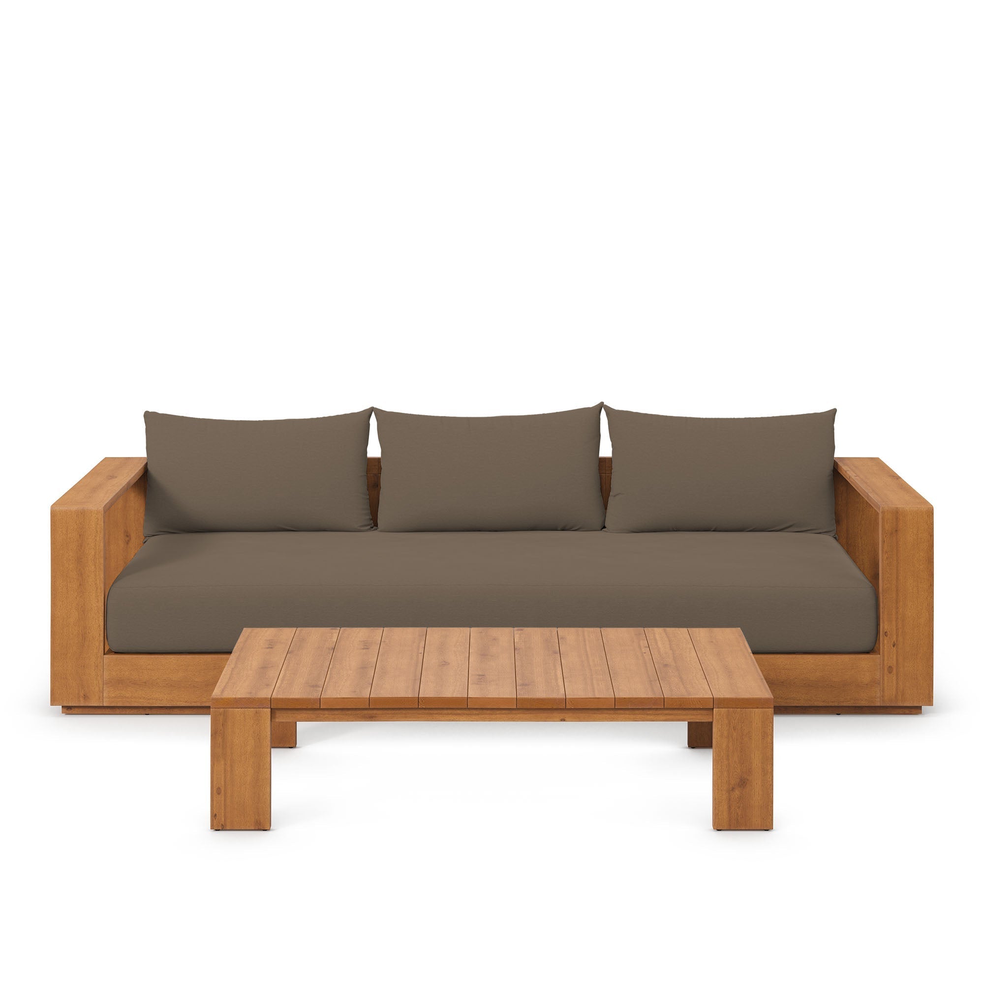 Tahoe 2-Piece Outdoor Patio Acacia Wood Sofa and Coffee Table Set by Modway